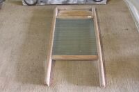 Antique Pine and Obscured Glass Washboard