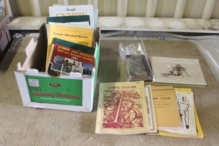 Asstd Box Lot of Vintage Books and Magazines Relating to Gympie