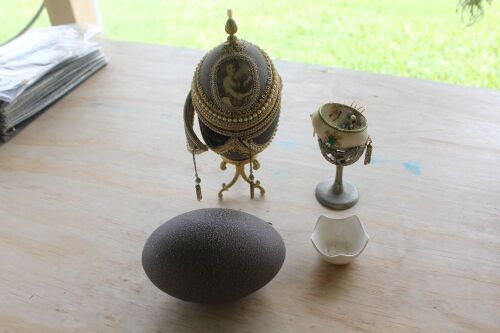 Asstd Lot of Emu Egg Art Etc