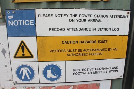 3 x Asstd Steel Signs - Draw Point - Overtaking - Power Station Hazards