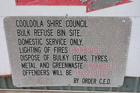 Vintage Widgee Shire and Cooloola Shire Council Signs - App. 800mm x 600mm