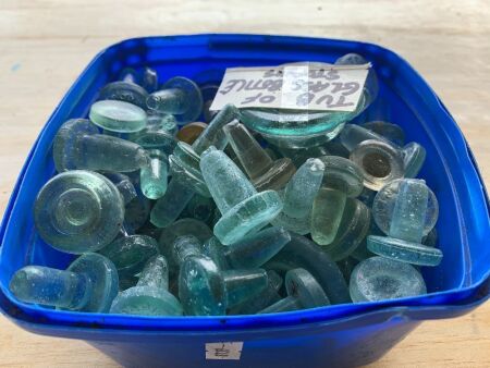 Ice Cream Tub Full of Old Glass Stoppers