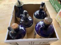 Asstd Lot of 5 Cobalt Blue Stoneware Flagons - 3