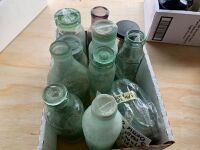 Asstd Box of 10 Antique Pickle Jars + Bag of Lids - 2