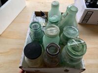 Asstd Box of 10 Antique Pickle Jars + Bag of Lids - 4