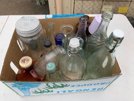 Large Asstd Box Lot of Vintage Bottles