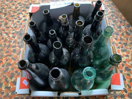 Asstd Lot of Antique Gympie Goldfield Black Glass Bottles inc. Widgee Crossing Reserve