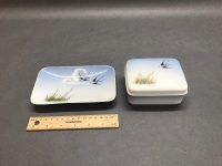 Royal Copenhagen Swallow Design Trinket Box & Dish