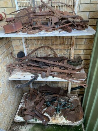 Large Steel Lot including Garden Tools, Bath Claw Feet, Scarifier Feet, Irons etc