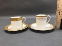 2 English Bone China Gilded Coffee Cans