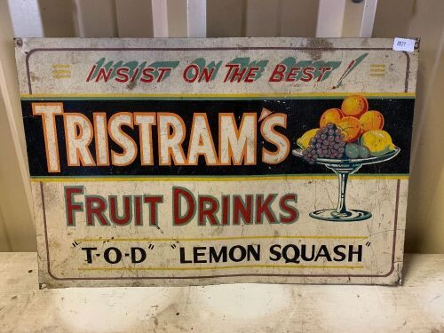 Tristrams Fruit Drinks Painted Tin Sign