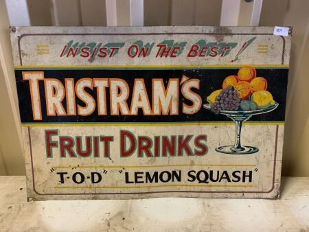 Tristrams Fruit Drinks Painted Tin Sign