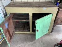 Antique Painted 2 Door Cupboard/Workbench - App. 1250mm x 500mm x 920mm - 2