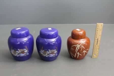 3 x Ceramic Ginger Jars