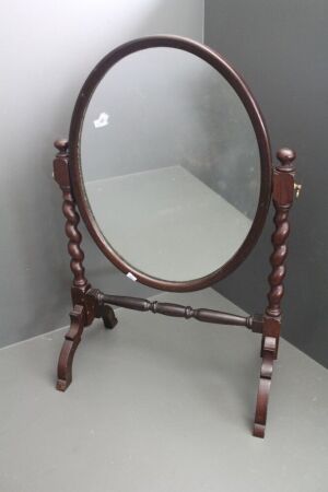 Antique Barley Twist Carved Table Top Vanity Mirror