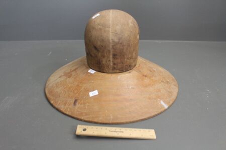 Vintage Timber Hat Block with Separate Rare Hat Brim Block