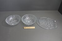 Pair of Large Kosta Boda Grape Fruit Bowls + Serving Platter