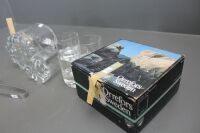 Boxed Set of 4 x Vintage Orrefors Erik Whisky Tumblers + Matching Ice Bucket and Tongs - 3
