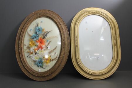 2 x Antique Oval Gilt Frames both with Convex Glass
