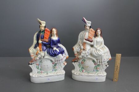 Pair of Large Original Staffordshire Potteries Statues - Marked 1877