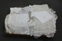 Asstd Lot of Vintage Linen and Lace inc. Doileys, Mats, Tablecloths Etc