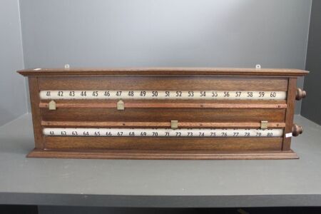 Vintage Oax Boxed Snooker/Billiards Scoreboard with Brass Slides