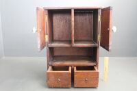 Small Antique Silky Oak 2 Door, 2 Drawer Cabinet - 2