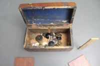 Antique Domed Top Inlaid Tea Caddy for Restoration + Buttons Inside - 3