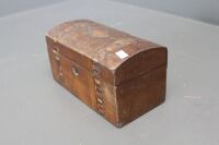 Antique Domed Top Inlaid Tea Caddy for Restoration + Buttons Inside - 4
