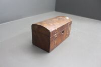 Antique Domed Top Inlaid Tea Caddy for Restoration + Buttons Inside - 5