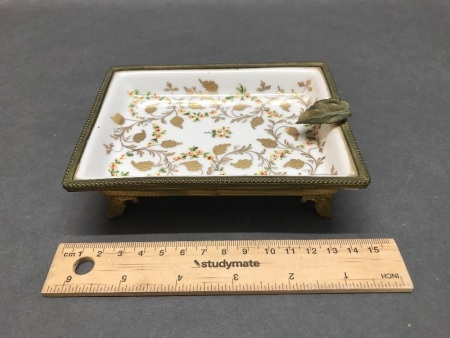 French Porcelain Dish with Gilded Edge & Base