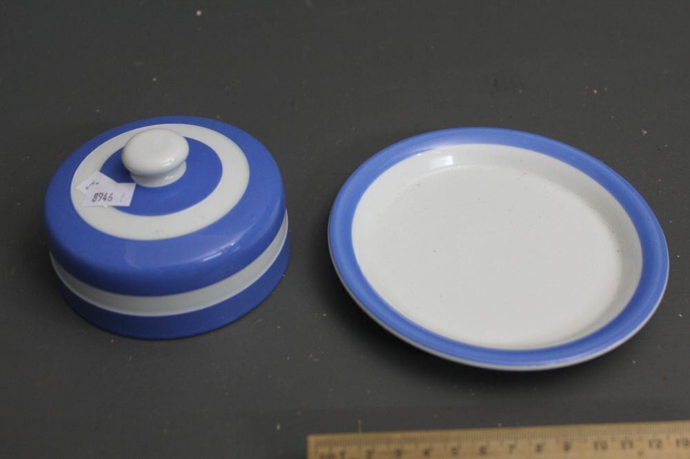 Vintage TG Green Cornishware Butter / Cheese Dish Green Backstamp