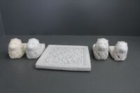 4 x Large Lion Pot Feet + Concrete Plaque