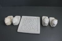 4 x Large Lion Pot Feet + Concrete Plaque - 2