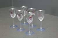 Set of 6 Hand Painted Orrefors Swedish Crystal Liquer Glasses - 2