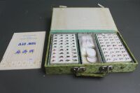 Unused Mahjong Set in Original Silk Covered Box