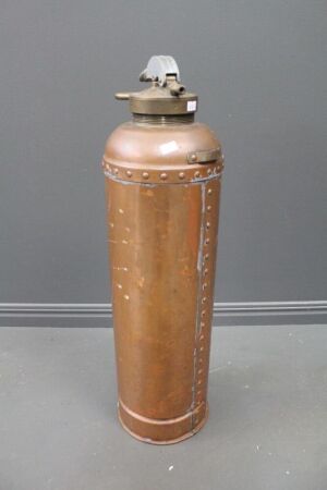 Vintage Brass and Copper Fire Extinguisher with Screw off Lid and Internal Copper Fittings