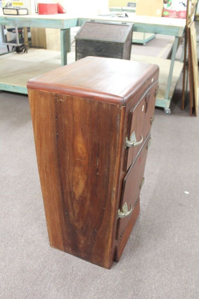 Vintage 2 Door Red Cedar Ice Chest with Original Handles and Drip Tray