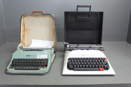 2 x Vintage Olivetti Portable Typewriters in Cases - Letters 32 and Lettera 12