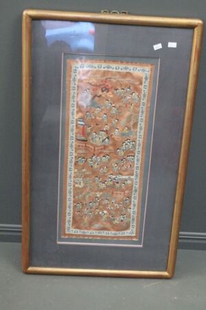 Framed Vintage Chinese Silk Embroidery Panel