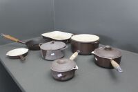 7 Pieces of Well Used French Le Crueset Cast Iron Cookware inc. Caseroles, Frypans etc. Some As Is - 2