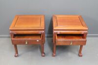 Pair of Chinese Rosewood Side Tables Carved with Dragons on Ball & Claw Feet - 2