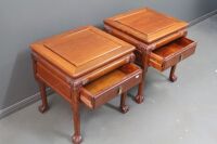 Pair of Chinese Rosewood Side Tables Carved with Dragons on Ball & Claw Feet - 3