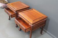 Pair of Chinese Rosewood Side Tables Carved with Dragons on Ball & Claw Feet - 4