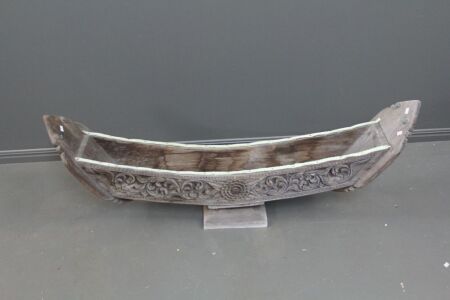 Large Vintage Carved Timber Trough