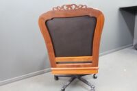 Mother of Pearl Inlaid Rosewood Desk / Captains Chair with Leather Seat and Back - 4