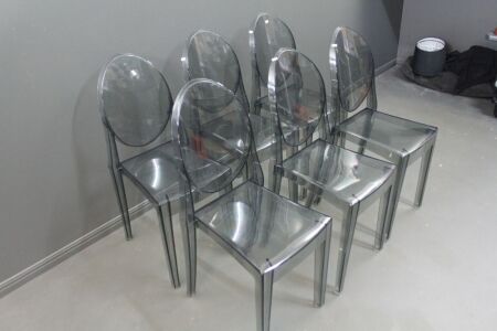 Set of 6 Moulded Perspex Replica Armless Ghost Chairs