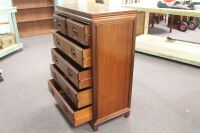 Quality Carved Rosewood Tallboy with 2 Small Drawers Over 4 Long - Solid Timber Throughout, Even Back Panels are Polished - 2