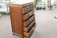 Quality Carved Rosewood Tallboy with 2 Small Drawers Over 4 Long - Solid Timber Throughout, Even Back Panels are Polished - 3