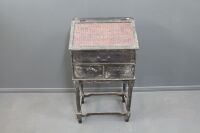 Narrow Lift Lid Timber Bureau with 2 Drawers Under and Woven Look Exterior